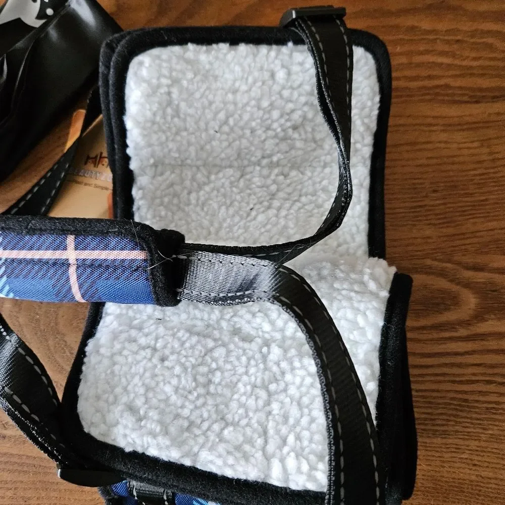 BEAUTYZOO Blue Plaid Dog Sling Harness – Size M 20–80 lbs – Step-In Comfort New